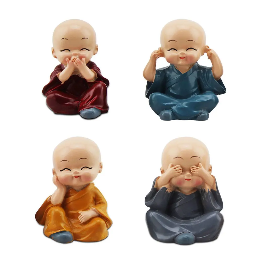 

4Pcs/Set The Little Monk For Home Decorations Figurines Car Decor Car Creative Ornament Buddha Boy Accessories Color Radom