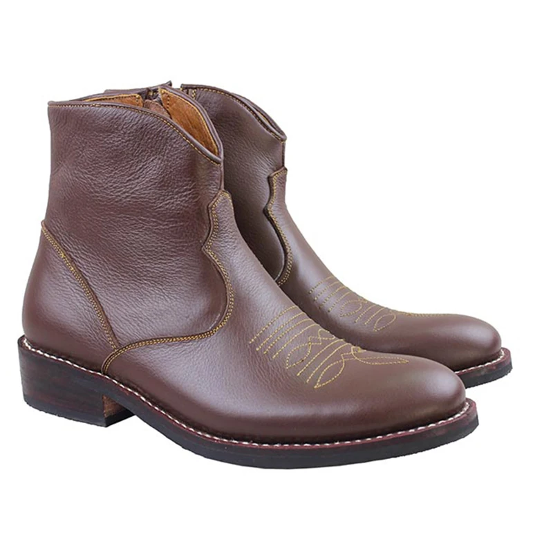 Ковбойские ботинки в западном стиле мужские рабочие из воловьей кожи коричневые