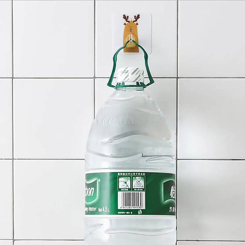 

Punch-free Adhesive Hook For Bathroom Door Hook Creative Kitchen Hanger Cartoon Animals Deer Hook