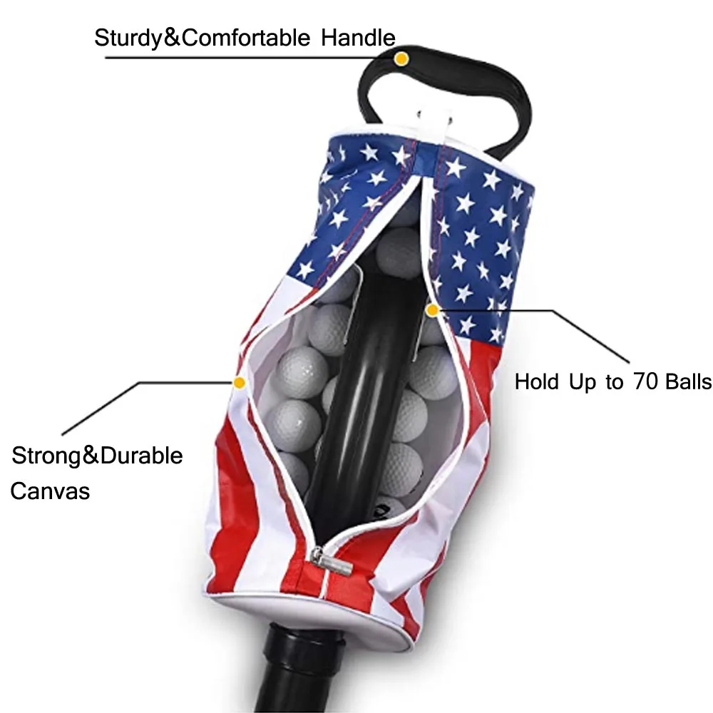 Golf Shag Bag, Practice and Range Ball Shagger, Portable Golf Ball Retriever Pick Up with Detachable Tube and Storage Bag