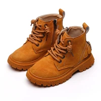kids british style martin boots 2021 new autumn boys solid short suede boots pu leather anti slippery fashion girls ankle boots