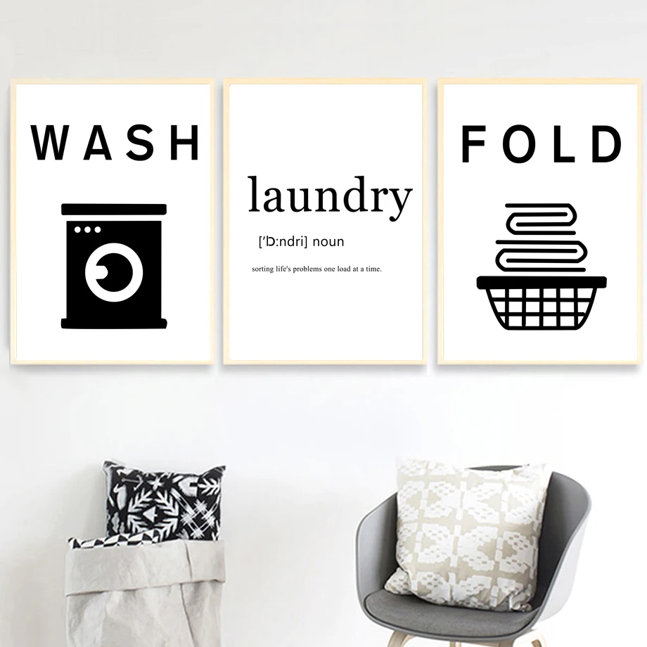 Прачечная и ванная комната настенная живопись холст Скандинавское украшение