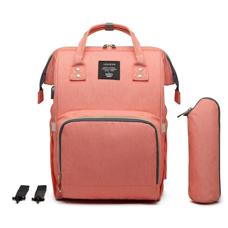 Lequeen Diaper Bag E LEQUEEN пеленка мешок USB Мумия Материнство сумка большая мода кормящих путешествия рюкзак коляска детская сумка уход за ребенком подгузник рюкзак - Цвет: Lequeen Diaper Bag E