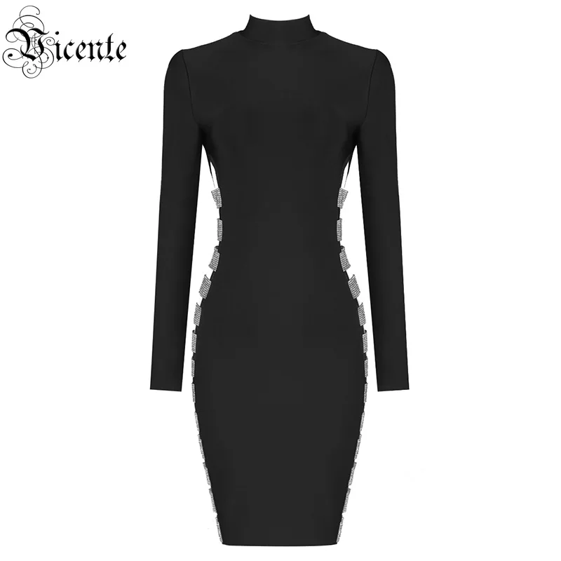 Новинка 2020 года: модное платье с длинными рукавами прозрачное вырезами по бокам