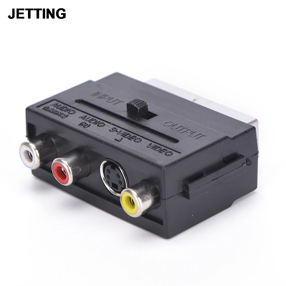 Высококачественный 1x21 штырьковый Переходник SCART штекер на 3 RCA гнездо AV TV Аудио