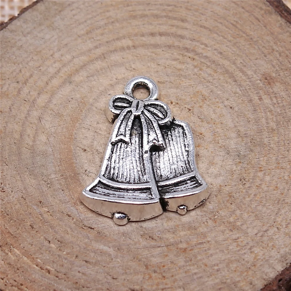 

free shipping 34pcs 21x17mm antique silver Bells charms diy retro jewelry fit Earring keychain hair card pendant accessories