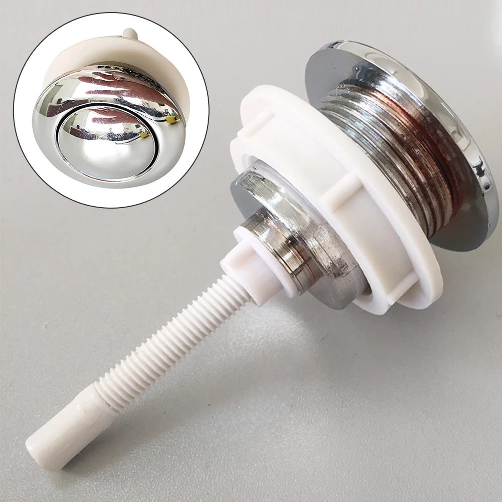 

2PCS Replacement Toilet Push Buttons Single Press Type Toilet Button Chrome Effect White Washer