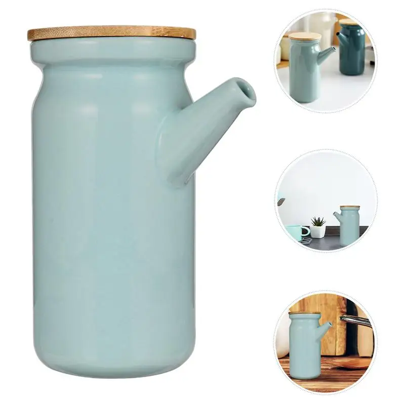 Oil Dispenser Bottle Ceramic Vinegar Cruet Seasoning Bottle Kitchen Kettle