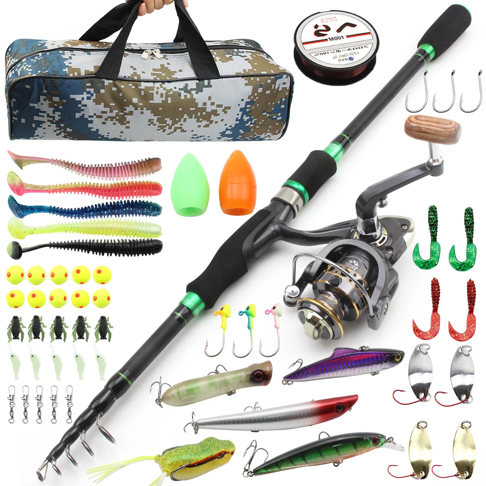 High Quality Fishing Rod and Reel Set 1.8m-2.7m Telescopic Spinning Feeder Ultralight Combo Carbon Fiber Baitcasting Pole Tackle