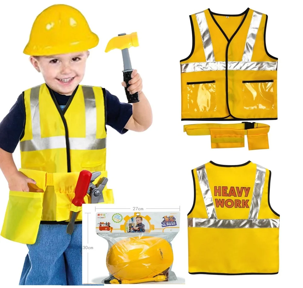 

Little Engineer Vest 15-piece Performance Costume Cosplay Child Maintenance Worker Construction Costume Costume