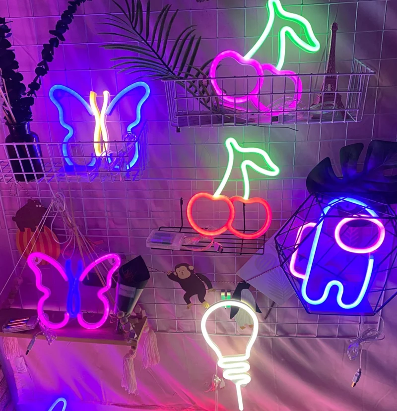 

Led Night Light Battery Marquee Wall Lamps With 4 Colors Children Kids Gift Room Home Decor