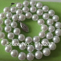 beautiful white shell high quality artificial round pearl 10mm beads diy new arrival jewelry making 18 inch my4178