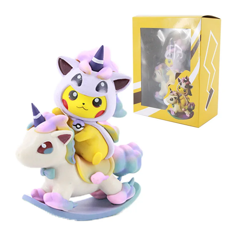 

12 см, TAKARA TOMY, модель покемона Пикачу, фигурка автомобиля, украшение для детей, подарок на день рождения, ПВХ экшн-фигурки, игрушки, радужная ло...