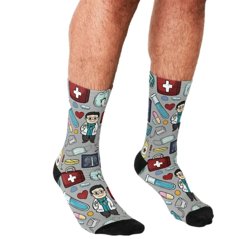 

2021 Funny Men's socks Fun Medical Cartoons pattern Printed hip hop Men Happy Socks cute boys street style Crazy Socks for men