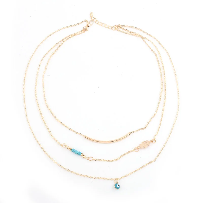 JINSE Модный женский золотой новый дизайн Бохо Хамса рука Фатимы счастливый глаз