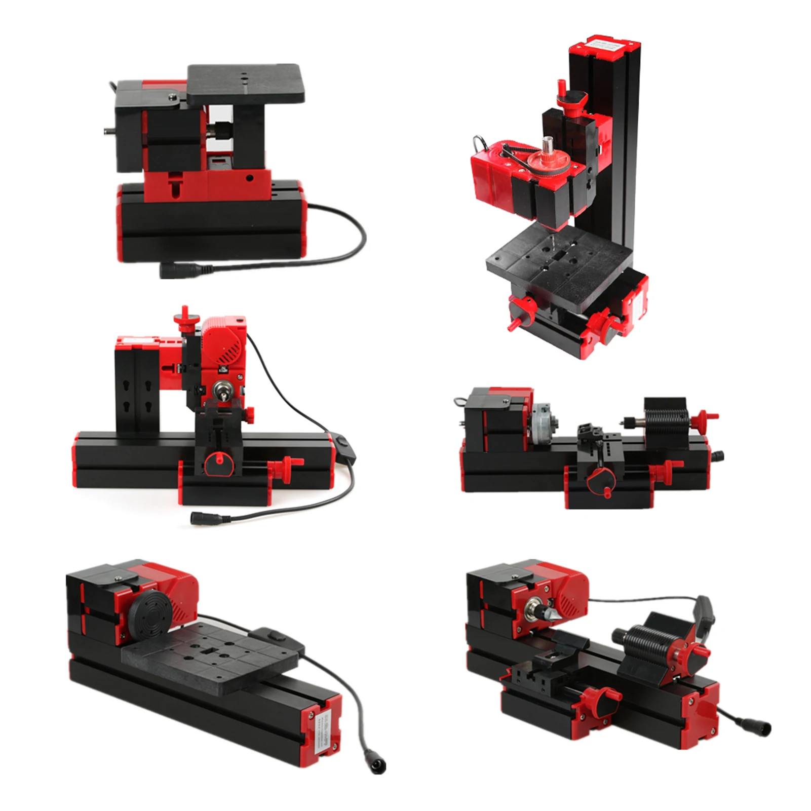 

Lathe Machine Mini 6 in 1 Multifunctional Motorized Transformer Multipurpose Machine Jigsaw Grinder Driller Plastic Metal Lathe