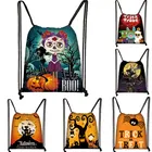 Сумка на шнурке для Хэллоуина с тыквой, трюком или удовольствием, для мальчиков и девочек, мешки для конфет, миниатюрный рюкзак, женские сумки для покупок Spirit Spider