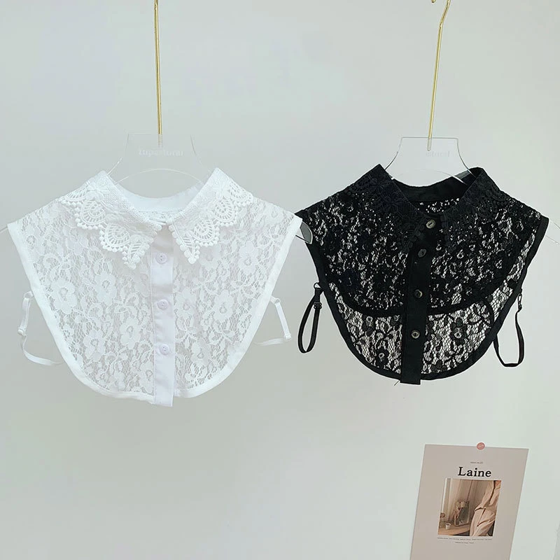 

Sitonjwly Ladies Removable Detachable Collar Lace Floral Crochet Hollow Shirt Fake Collars Sweater Blouse Tops False Collars
