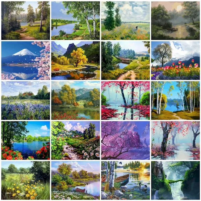

GATYZTORY Paint By Numbers Landscape Kits For Adults Kids Lake Tree Drawing On Canvas Acrylic Paints Decorative Frames Home Deco