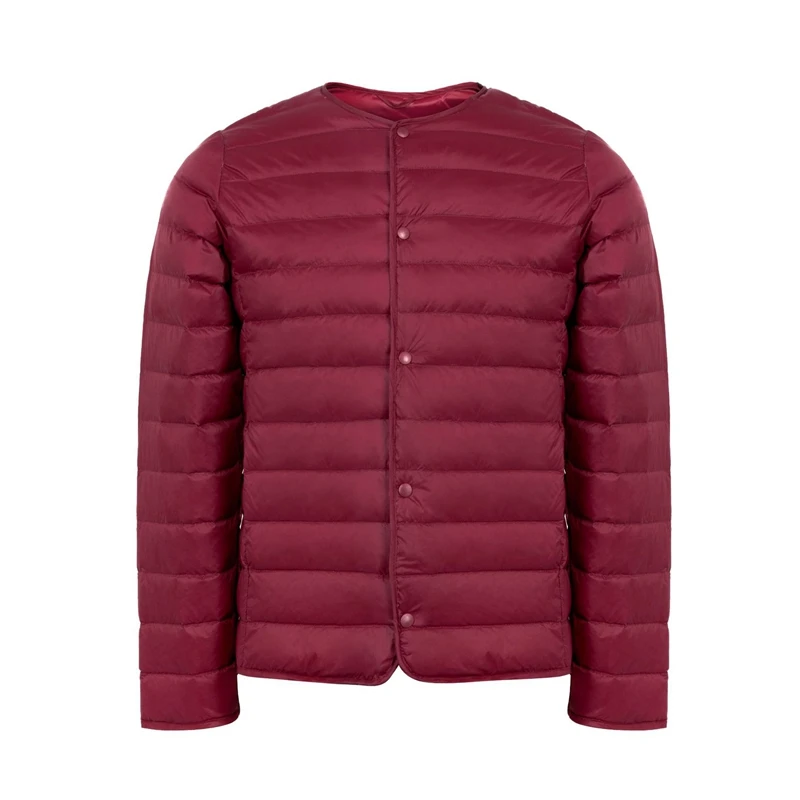 New Autumn& Winter White Duck Down Coat Men Casual Ultra Light Collarless Down Jacket Short Coat Portable Parka Plus Size