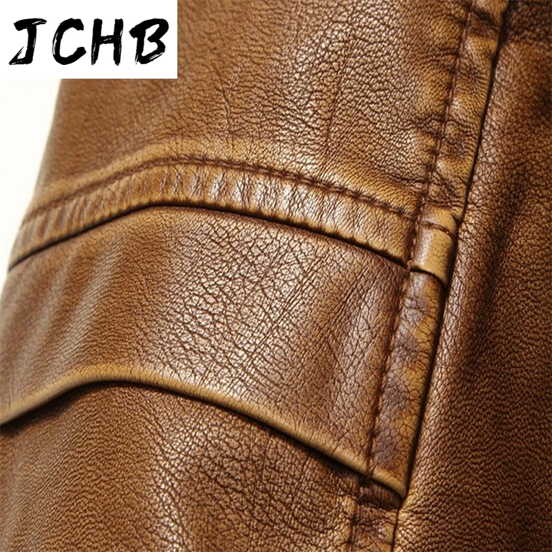 

Leather Jaqueta Jacket Zipper Jackets Men's Coat Couro Masculino Men's PU Fur-lined Mandarin Collar Motorbike Leather S - XXXL