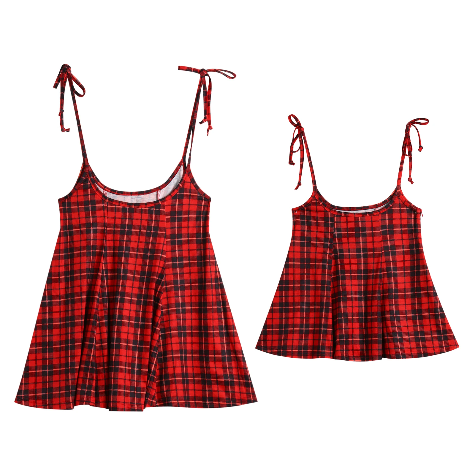 Классическая клетчатая юбка для родителей и детей модель 2021 года на бретелях