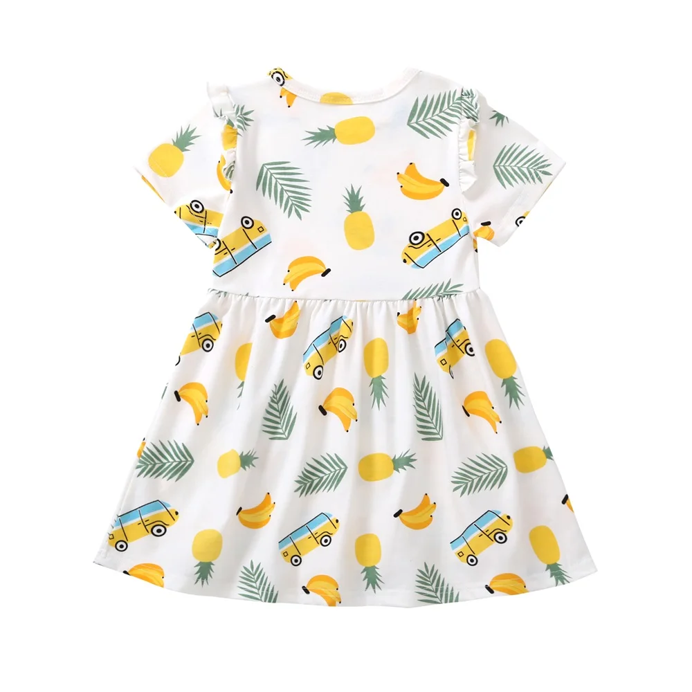 2021 New Baby Clothes Banana Printed Summer Dress Cartoon Kids Girls Soft Infant Casual Short Sleeve Dresses | Детская одежда и