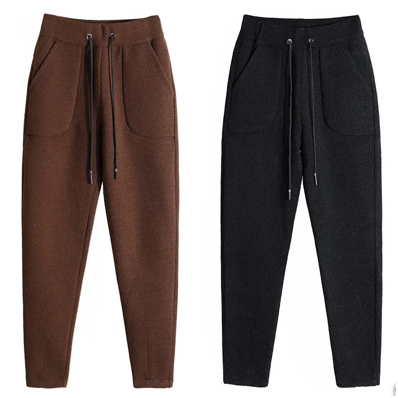 Осень-зима брюки женские ботильоны на толстых высоких с резинкой талии LADYCasual