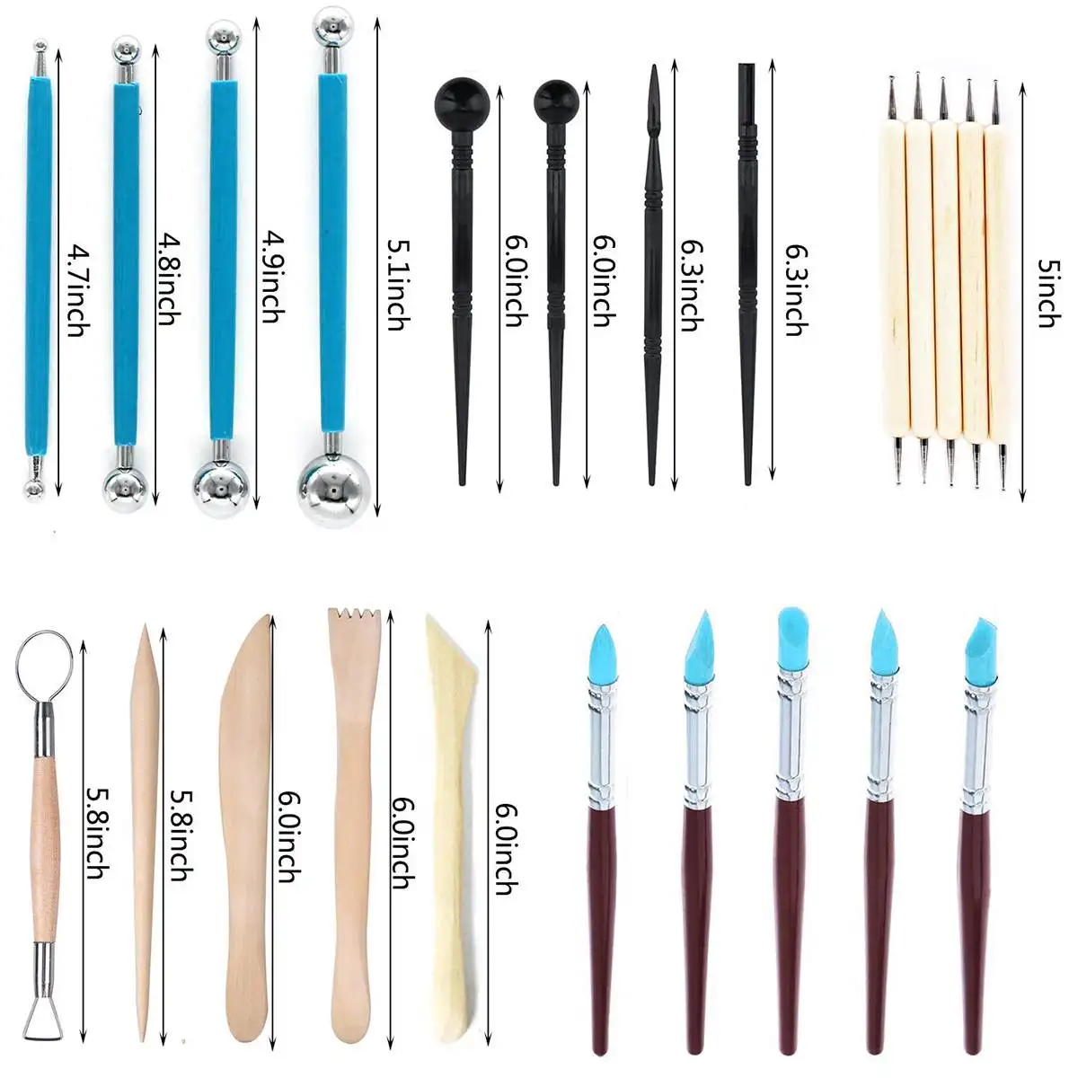 

24 Pcs Clay Sculpting Tools Set Ball Stylus embossing Pottery & Ceramics Tools DIY Arts Crafts lines Carving Modeling Tool gift