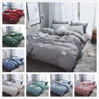 new luxury pure color bedding set modern duvet cover set king queen full twin bed hybrid cotton brief bed flat sheet set