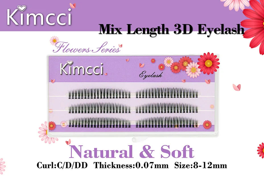 Kimcci 120 шт C/D/DD локон натуральный 3D наращивание ресниц 8-12 мм микс длина норковые ресницы Макияж Накладные накладные ресницы Прививка ресницы