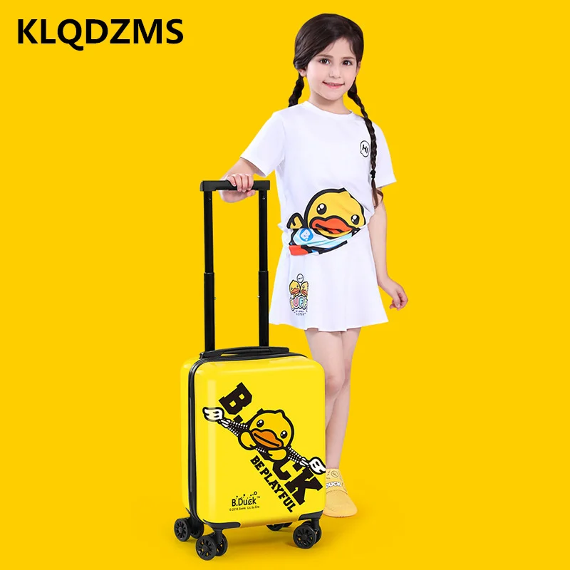 KLQDZMS 16 Inch Children's Suitcase Cartoons Spinner Rolling Luggage Kids Wheeled Suitcase Trolley Fashion  Boarding Luggage