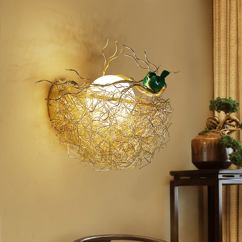

Nordic Personality Bird's Nest Wall Lamps Bedroom Bedside Lamps Staircase Aisle Living Room Background Led Wall Lights Fixtures