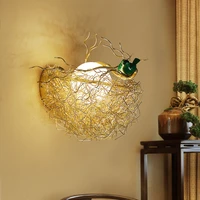 nordic personality birds nest wall lamps bedroom bedside lamps staircase aisle living room background led wall lights fixtures