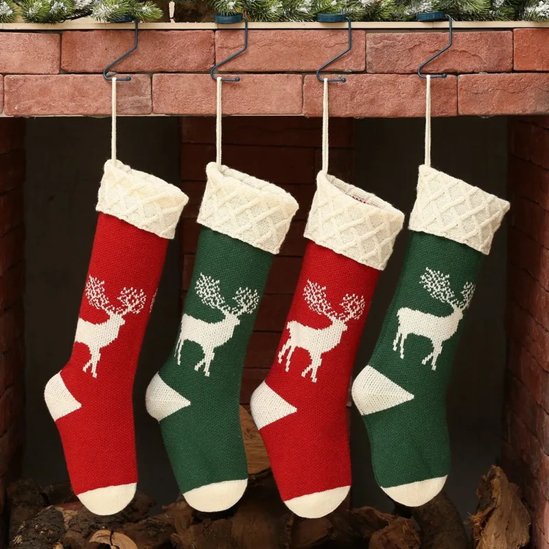 1 шт. вязаные шерстяные рождественские носки Подарочный пакет подвесное