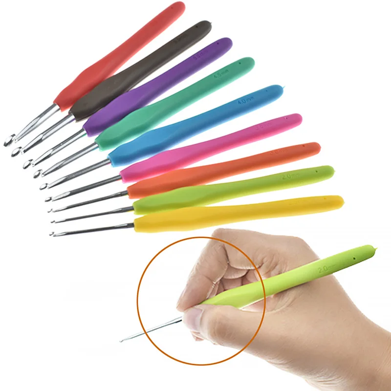 

1 Piece Of Multicolor Plastic Handle Aluminum Crochet Needle Sewing Tool Crochet Sweater Knitting Craft Tool Accessories