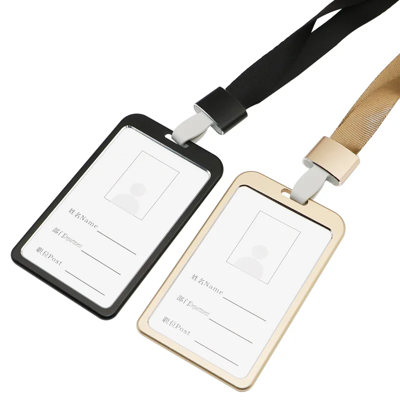 

1set Metal Badge Holder with Lanyard Volunteer Staff Work Card Name Tag ID Card Display Exhibition Office Business Supplies
