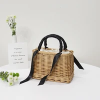 handmade womens handbag tassel wicker woven straw bag female summer beach bag rattan top handle tote bohemian square bali box