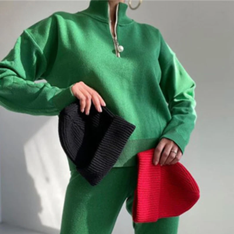 Женский трикотажный брючный костюм пуловер для поло женская трикотажная одежда