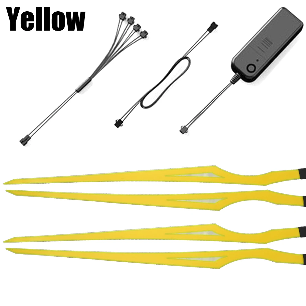 Yellow 4 фары | 1 контроллер мотоциклетный светодиодный сигнал для ночной езды шлем EL холодный свет велосипедный шлем свет полосы Kitori - Цвет: Yellow
