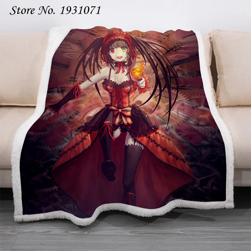 Флисовое одеяло для кровати с мультяшным аниме свиданием и живым 3D принтом