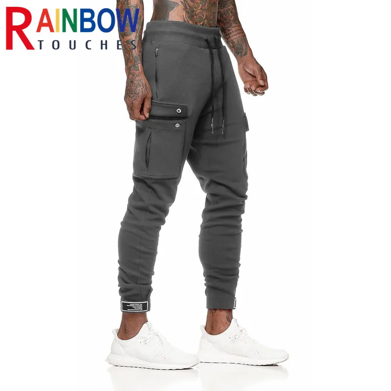 

Rainbowtouches Four Seasons Sport Training Muscle Men Slim Casual Printed Letters Gym Pants Knitted Material 100%Cotton