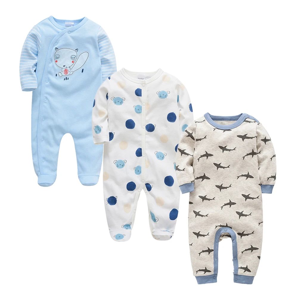2019 2 3 шт./лот Летний комбинезон для новорожденных мальчиков Хлопковая пижама с