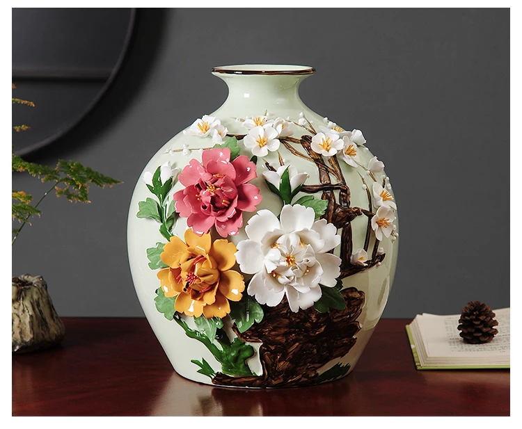 Новая ваза в китайском стиле Jingdezhen фарфоровая для цветов ручной работы офис и дом