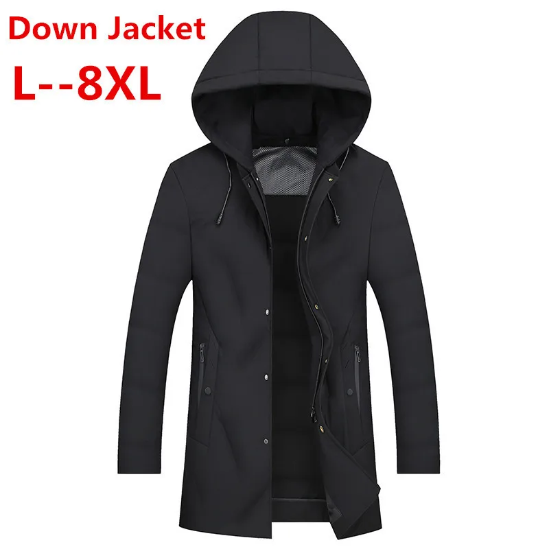 Длинный пуховик для мужчин 10XL 8XL 6XL зимнее пальто модная зимняя теплая Толстая