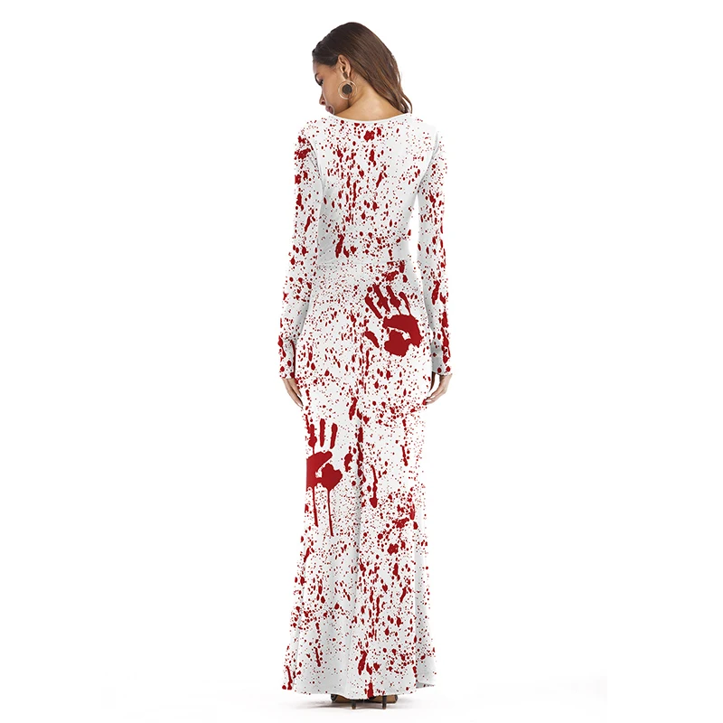 Страшный призрак костюм на Хэллоуин женское платье кровавое забавное
