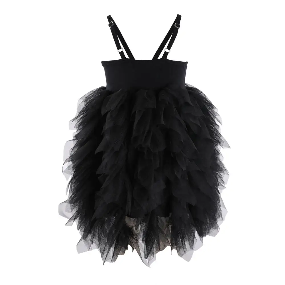 Flofallzique Black Baby Girl Dress Sleeveless Kids Clothes Wedding Party Princess Tutu Sashes Frock For Children 1-8Year | Детская