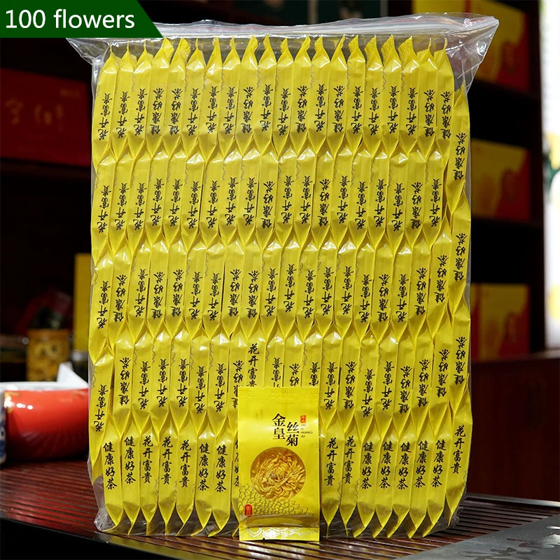 

A Bag Tea Chrysanthemum Tea Gold Silk Royal Super Premium Tongxiang Chrysanthemum Tea Leaves Fire Healthy Food 100 Bags Tea Pot
