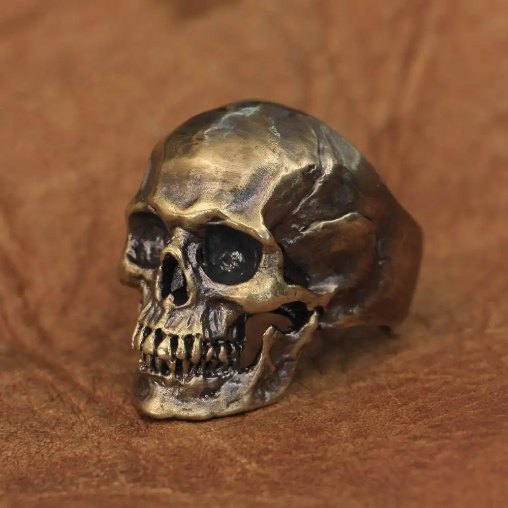 LINSION латунное кольцо с черепом мужское байкерское модель BR50 размер США 7 ~ 15 |