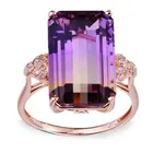 Женское кольцо из нержавеющей стали под розовое золото с фиолетовым Цирконом
